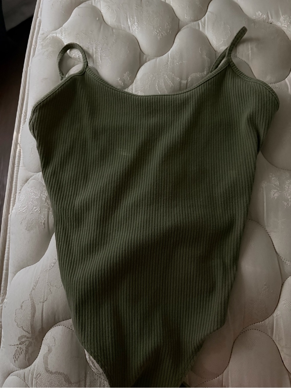 American Eagle Olive Ribbed Spaghetti Strap bodysuit